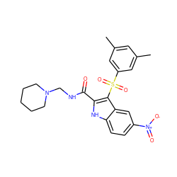 Cc1cc(C)cc(S(=O)(=O)c2c(C(=O)NCN3CCCCC3)[nH]c3ccc([N+](=O)[O-])cc23)c1 ZINC000071296808