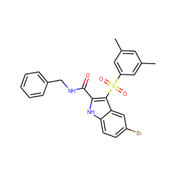 Cc1cc(C)cc(S(=O)(=O)c2c(C(=O)NCc3ccccc3)[nH]c3ccc(Br)cc23)c1 ZINC000071318471