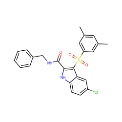 Cc1cc(C)cc(S(=O)(=O)c2c(C(=O)NCc3ccccc3)[nH]c3ccc(Cl)cc23)c1 ZINC000071318050