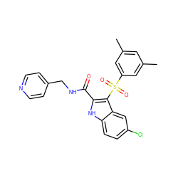 Cc1cc(C)cc(S(=O)(=O)c2c(C(=O)NCc3ccncc3)[nH]c3ccc(Cl)cc23)c1 ZINC000095552096