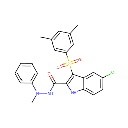 Cc1cc(C)cc(S(=O)(=O)c2c(C(=O)NN(C)c3ccccc3)[nH]c3ccc(Cl)cc23)c1 ZINC000299821966