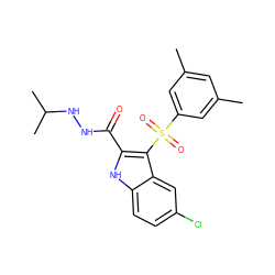 Cc1cc(C)cc(S(=O)(=O)c2c(C(=O)NNC(C)C)[nH]c3ccc(Cl)cc23)c1 ZINC000013704076