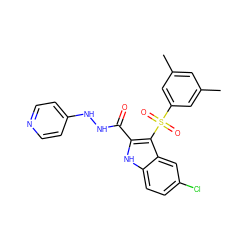 Cc1cc(C)cc(S(=O)(=O)c2c(C(=O)NNc3ccncc3)[nH]c3ccc(Cl)cc23)c1 ZINC000299840828