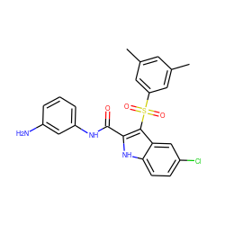 Cc1cc(C)cc(S(=O)(=O)c2c(C(=O)Nc3cccc(N)c3)[nH]c3ccc(Cl)cc23)c1 ZINC000299837506