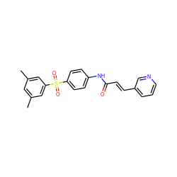 Cc1cc(C)cc(S(=O)(=O)c2ccc(NC(=O)/C=C/c3cccnc3)cc2)c1 ZINC000142492685