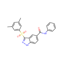 Cc1cc(C)cc(S(=O)(=O)c2n[nH]c3ccc(C(=O)Nc4ccccc4)cc23)c1 ZINC000299859651