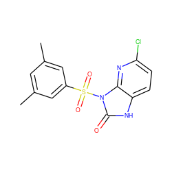 Cc1cc(C)cc(S(=O)(=O)n2c(=O)[nH]c3ccc(Cl)nc32)c1 ZINC000045372964