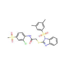 Cc1cc(C)cc(S(=O)(=O)n2c(SCC(=O)Nc3ccc(S(C)(=O)=O)cc3Cl)nc3ccccc32)c1 ZINC000103262640