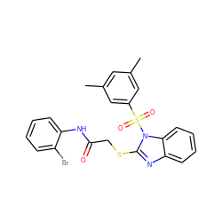 Cc1cc(C)cc(S(=O)(=O)n2c(SCC(=O)Nc3ccccc3Br)nc3ccccc32)c1 ZINC000103261700