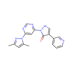 Cc1cc(C)n(-c2cc(-n3[nH]cc(-c4cccnc4)c3=O)ncn2)n1 ZINC000043195336