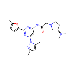 Cc1cc(C)n(-c2cc(NC(=O)CN3CC[C@@H](N(C)C)C3)nc(-c3ccc(C)o3)n2)n1 ZINC000036124139