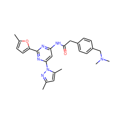 Cc1cc(C)n(-c2cc(NC(=O)Cc3ccc(CN(C)C)cc3)nc(-c3ccc(C)o3)n2)n1 ZINC000029127686