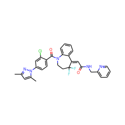 Cc1cc(C)n(-c2ccc(C(=O)N3CCC(F)(F)/C(=C\C(=O)NCc4ccccn4)c4ccccc43)c(Cl)c2)n1 ZINC000044307145