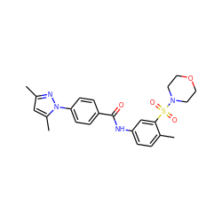 Cc1cc(C)n(-c2ccc(C(=O)Nc3ccc(C)c(S(=O)(=O)N4CCOCC4)c3)cc2)n1 ZINC000012589624