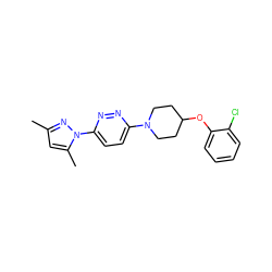 Cc1cc(C)n(-c2ccc(N3CCC(Oc4ccccc4Cl)CC3)nn2)n1 ZINC000028655457