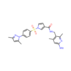 Cc1cc(C)n(-c2ccc(S(=O)(=O)n3ccc(C(=O)NCc4c(C)cc(N)nc4C)c3)cc2)n1 ZINC000114079454