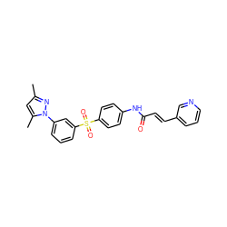 Cc1cc(C)n(-c2cccc(S(=O)(=O)c3ccc(NC(=O)/C=C/c4cccnc4)cc3)c2)n1 ZINC000142580449