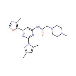 Cc1cc(C)n(-c2nc(NC(=O)CN3CCN(C)CC3)cc(-c3ocnc3C)n2)n1 ZINC000023360537