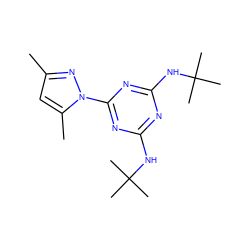 Cc1cc(C)n(-c2nc(NC(C)(C)C)nc(NC(C)(C)C)n2)n1 ZINC000000448847