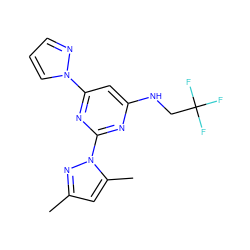 Cc1cc(C)n(-c2nc(NCC(F)(F)F)cc(-n3cccn3)n2)n1 ZINC000103238115