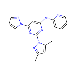 Cc1cc(C)n(-c2nc(Nc3ccccn3)cc(-n3cccn3)n2)n1 ZINC000095922000