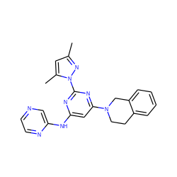 Cc1cc(C)n(-c2nc(Nc3cnccn3)cc(N3CCc4ccccc4C3)n2)n1 ZINC000095922002