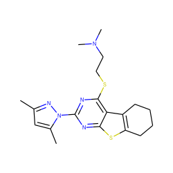 Cc1cc(C)n(-c2nc(SCCN(C)C)c3c4c(sc3n2)CCCC4)n1 ZINC000005554604