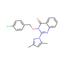 Cc1cc(C)n(-c2nc3ccccc3c(=O)n2OCc2ccc(Cl)cc2)n1 ZINC000002373141