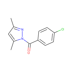 Cc1cc(C)n(C(=O)c2ccc(Cl)cc2)n1 ZINC000000037178