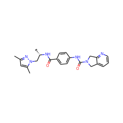 Cc1cc(C)n(C[C@H](C)NC(=O)c2ccc(NC(=O)N3Cc4cccnc4C3)cc2)n1 ZINC000167105735