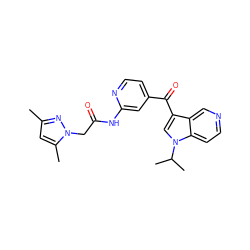 Cc1cc(C)n(CC(=O)Nc2cc(C(=O)c3cn(C(C)C)c4ccncc34)ccn2)n1 ZINC001772606256