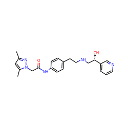 Cc1cc(C)n(CC(=O)Nc2ccc(CCNC[C@H](O)c3cccnc3)cc2)n1 ZINC000049070587