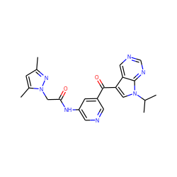 Cc1cc(C)n(CC(=O)Nc2cncc(C(=O)c3cn(C(C)C)c4ncncc34)c2)n1 ZINC000169707681