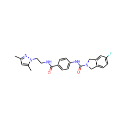 Cc1cc(C)n(CCNC(=O)c2ccc(NC(=O)N3Cc4ccc(F)cc4C3)cc2)n1 ZINC000166925353