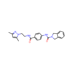 Cc1cc(C)n(CCNC(=O)c2ccc(NC(=O)N3Cc4ccccc4C3)cc2)n1 ZINC000166024856