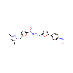 Cc1cc(C)n(Cc2ccc(C(=O)N/N=C/c3ccc(-c4ccc([N+](=O)[O-])cc4)o3)o2)n1 ZINC000000655062