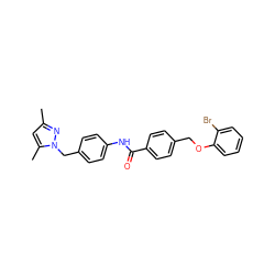 Cc1cc(C)n(Cc2ccc(NC(=O)c3ccc(COc4ccccc4Br)cc3)cc2)n1 ZINC000000651347