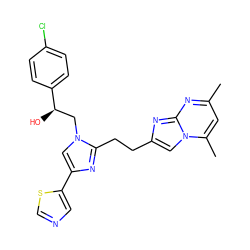 Cc1cc(C)n2cc(CCc3nc(-c4cncs4)cn3C[C@@H](O)c3ccc(Cl)cc3)nc2n1 ZINC000117852690