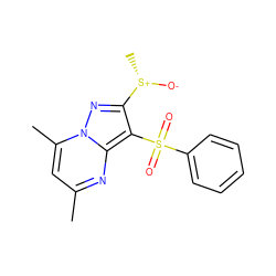 Cc1cc(C)n2nc([S@+](C)[O-])c(S(=O)(=O)c3ccccc3)c2n1 ZINC000071317400