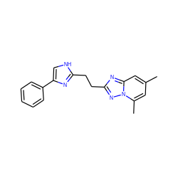 Cc1cc(C)n2nc(CCc3nc(-c4ccccc4)c[nH]3)nc2c1 ZINC000113422966