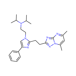 Cc1cc(C)n2nc(CCc3nc(-c4ccccc4)cn3CCN(C(C)C)C(C)C)nc2n1 ZINC000117238911