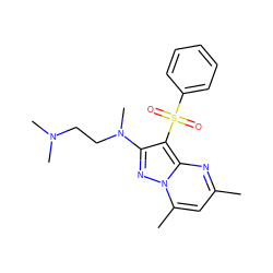 Cc1cc(C)n2nc(N(C)CCN(C)C)c(S(=O)(=O)c3ccccc3)c2n1 ZINC000071296858