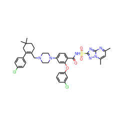 Cc1cc(C)n2nc(S(=O)(=O)NC(=O)c3ccc(N4CCN(CC5=C(c6ccc(Cl)cc6)CC(C)(C)CC5)CC4)cc3Oc3cccc(Cl)c3)nc2n1 ZINC000165151562