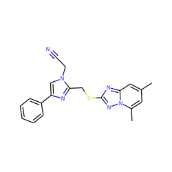 Cc1cc(C)n2nc(SCc3nc(-c4ccccc4)cn3CC#N)nc2c1 ZINC000113422375