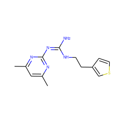 Cc1cc(C)nc(/N=C(/N)NCCc2ccsc2)n1 ZINC000049089044