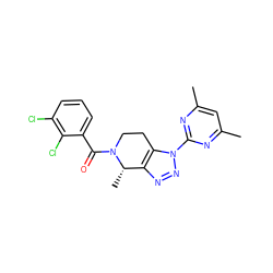 Cc1cc(C)nc(-n2nnc3c2CCN(C(=O)c2cccc(Cl)c2Cl)[C@H]3C)n1 ZINC000225991532