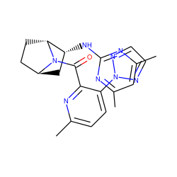 Cc1cc(C)nc(N[C@@H]2C[C@H]3CC[C@H]2N3C(=O)c2nc(C)ccc2-n2nccn2)n1 ZINC000226071528