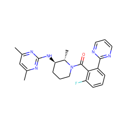 Cc1cc(C)nc(N[C@@H]2CCCN(C(=O)c3c(F)cccc3-c3ncccn3)[C@H]2C)n1 ZINC000218398549