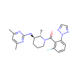 Cc1cc(C)nc(N[C@@H]2CCCN(C(=O)c3c(F)cccc3-n3nccn3)[C@H]2C)n1 ZINC000218398738