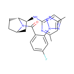 Cc1cc(C)nc(N[C@H]2C[C@H]3CC[C@H]2N3C(=O)c2ccc(F)cc2-n2nccn2)n1 ZINC000473170669